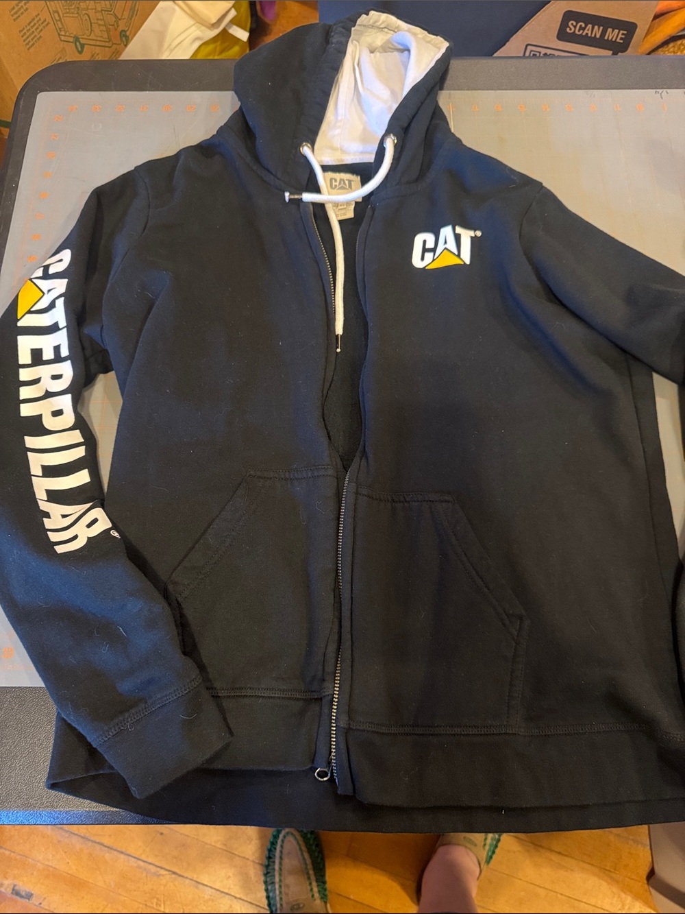 Caterpillar Women’s Black Zip-Up Hoodie Jacket